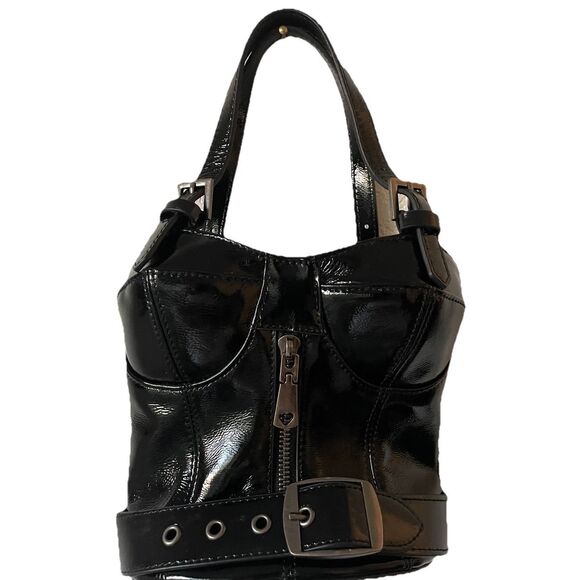 New Jeffrey Campbell Bodice Women's Handbag - Black Patent - Picture 8 of 11